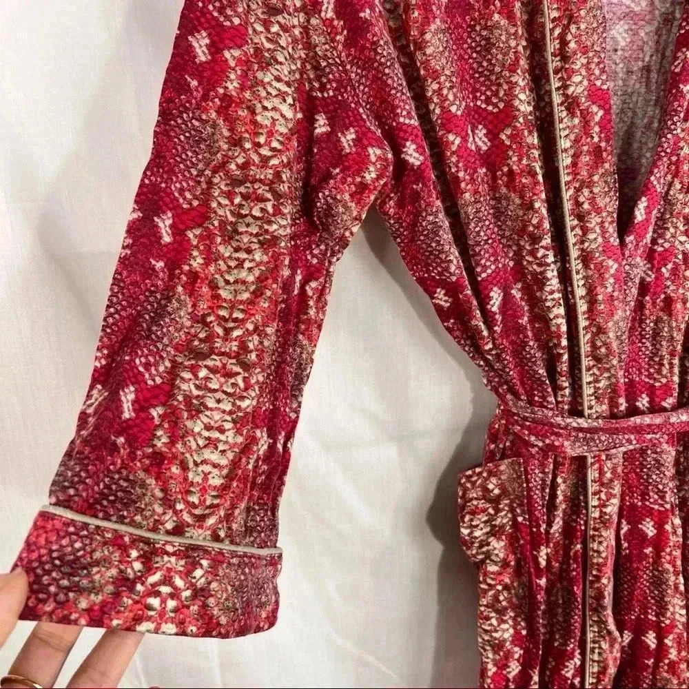 MARC BY MARC JACOB Womens 100% Lyocell Red Brown Snake Prints Robe Sz M/L Comfy - Picture 3 of 9